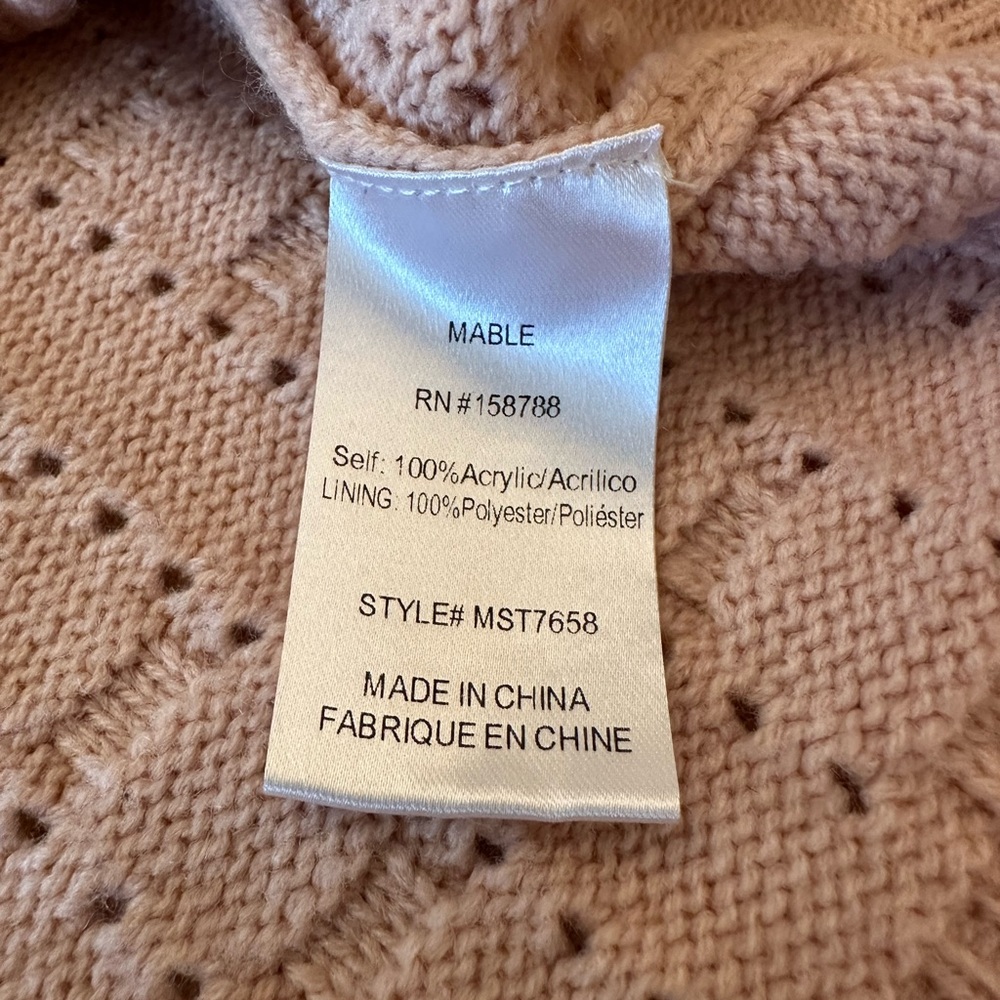 Anthropologie Mable Dusty Pink Pointelle Knit Button Front Cropped Cardigan Top - Picture 5 of 7